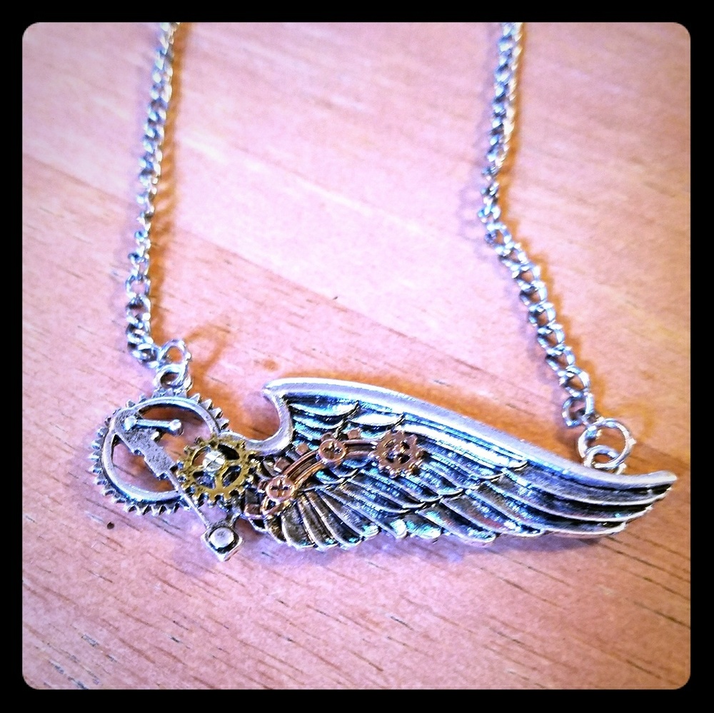 Steampunk wing necklace